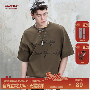 基础印花情侣半袖 BJHG不计后果 潮牌新款 男夏季 上衣女 纯棉t恤短袖