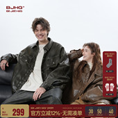 BJHG不计后果新款 潮牌情侣美拉德皮夹克女 春季 美式 风皮衣外套男款