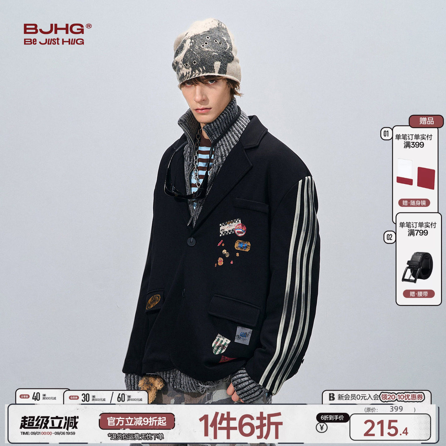 BJHG拼条西装夹克外套男女款图片