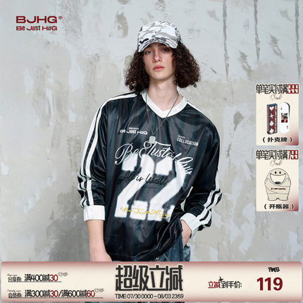 BJHG不计后果新款美式blokecore复古长袖t恤男秋情侣运动衣服体恤