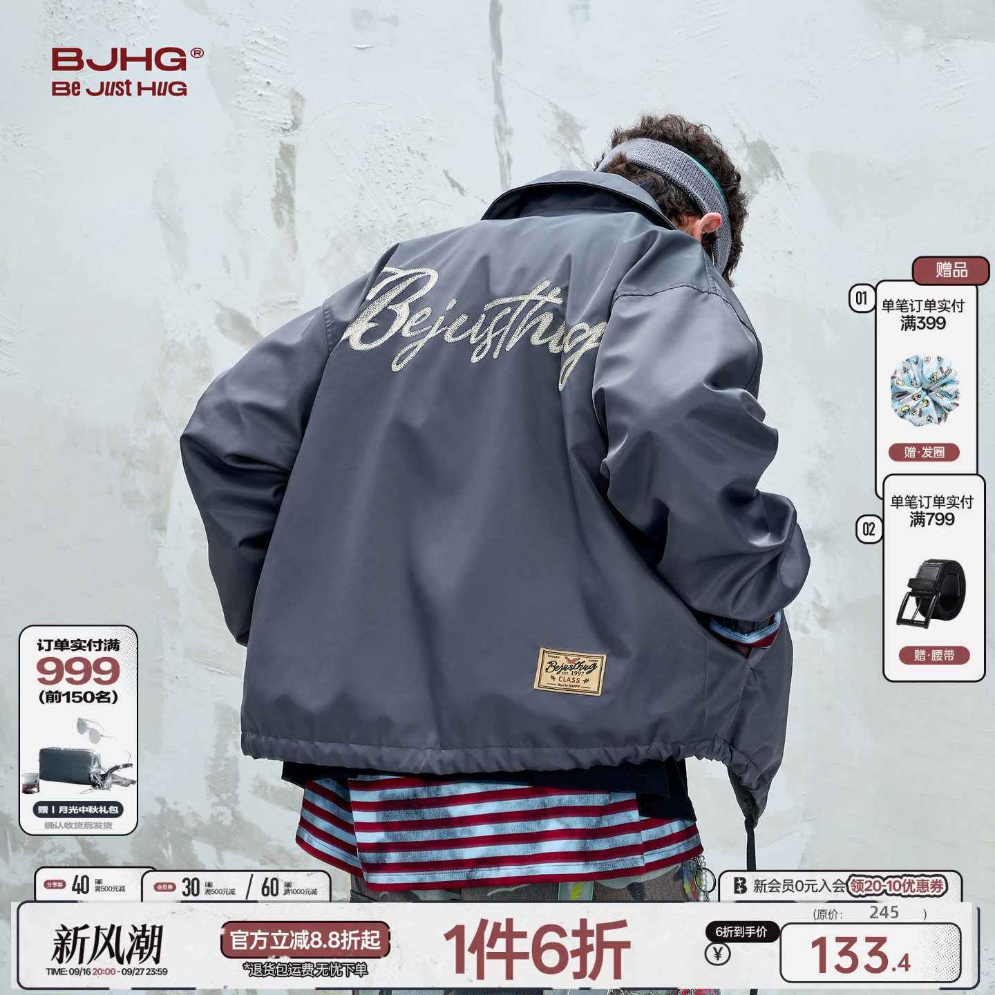 BJHG美式复古飞行夹克棒球服外套图片