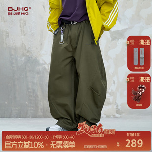 休闲弯刀裤 裤 子男款 秋冬潮牌宽松复古工装 子 新款 BJHG不计后果美式