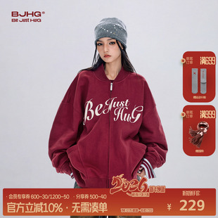 设计感棒球针织外套 春秋潮牌美式 BJHG不计后果开衫 卫衣外套男女款