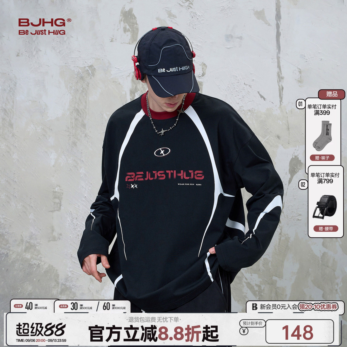 BJHG美式速干打底衫长袖t恤图片