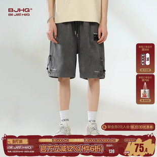 休闲运动宽松健身五分裤 BJHG不计后果美式 夏季 男款 环保麂皮绒短裤