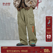 水洗工装 潮牌男装 裤 BJHG不计后果美式 子男款 春季 直筒复古休闲裤 女
