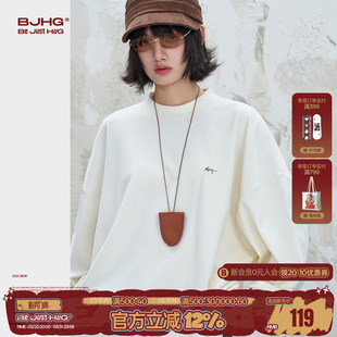 美式 纯色内搭保暖长袖 打底衫 春季 t恤女 圆领卫衣男款 BJHG不计后果