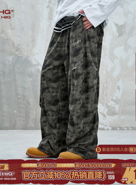 BJHG不计后果灯芯绒迷彩裤子男款春季美式潮牌工装裤复古直筒长裤