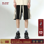 五分裤 BJHG不计后果美式 子 夏季 宽松撞色休闲潮牌薄款 运动短裤 男款