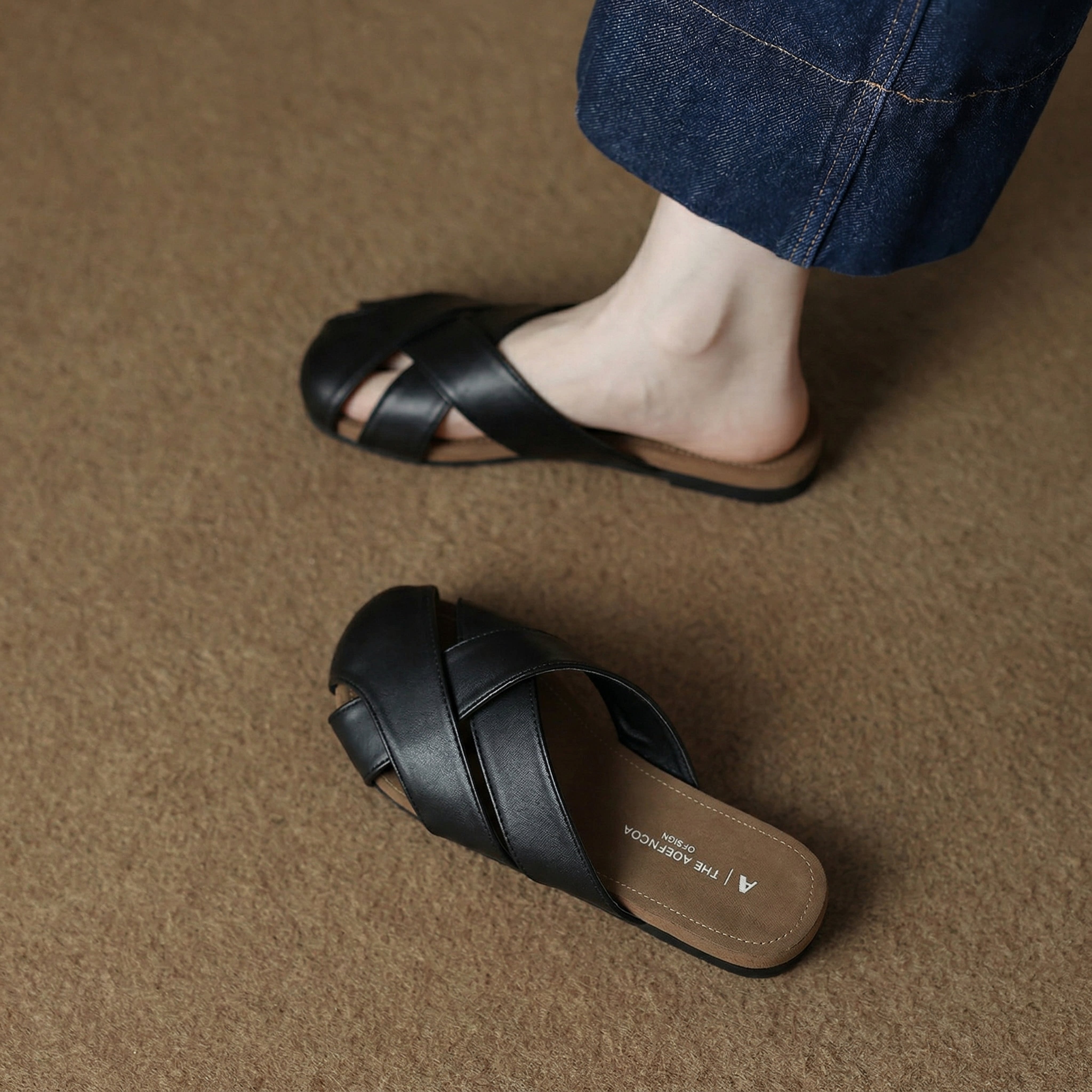 法式复古编织包头半拖女夏平底