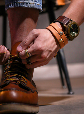 菊花钉栎木手环手工通用皮手环