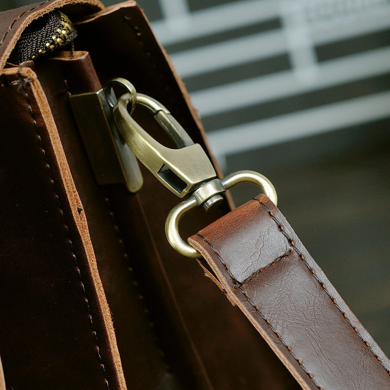 THE NEW HAND-HELD TIDE BAG KOREAN VERSION OF THE MENS BAG CRAZY HORSE LEATHER ONE-SHOULDER CROSS-BODY BUSINESS COMPUTER BRIEFCASE POPULAR STYLE