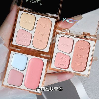 MGL蝴蝶结印三色腮红膨胀收缩色哑光自然修容眼影一体盘学生平