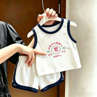 社会主义接班人 奖~男童女童纯棉背心套装衣服夏季儿童新款短裤子