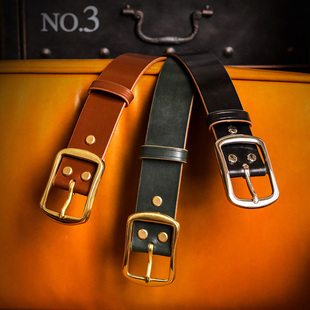 英国JE马缰革 39mm宽 头层牛皮黄铜不锈钢日字扣手工腰带皮带