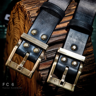 风尘6代 FC六代黄铜美国进口植鞣马具革头层牛皮手工皮带男士腰带