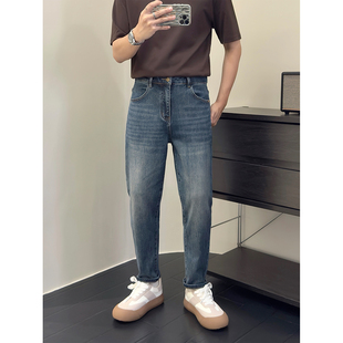 牛仔裤 男士 直筒棉感修身 里奈男装 长裤 新款 秋季 零束缚弹力水洗秋季