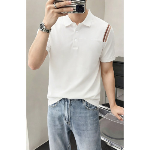 2025夏季新款男士Polo衫白色休闲