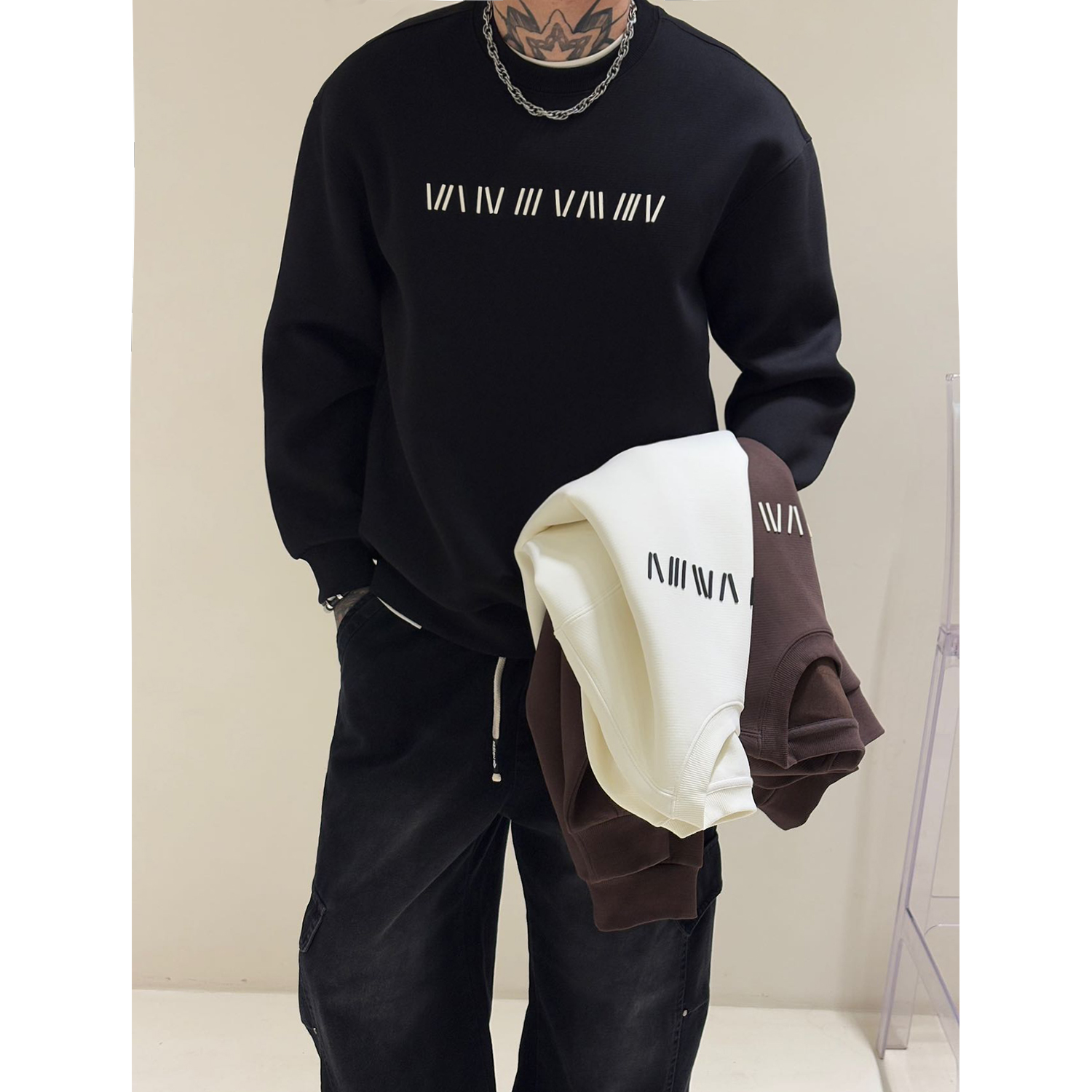 加厚圆领套头宽松休闲卫衣长袖