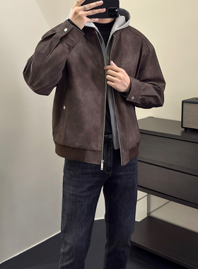 里奈男装「美式硬汉」高级感痞帅夹克外套男冬季新款夹棉连帽上衣