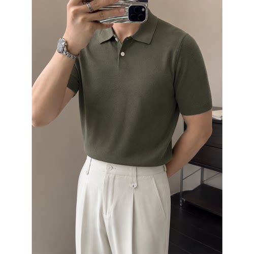 冰丝针织POLO衫男士夏季薄款
