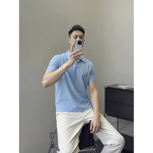 轻运动风莱赛尔棉混纺V领POLO衫