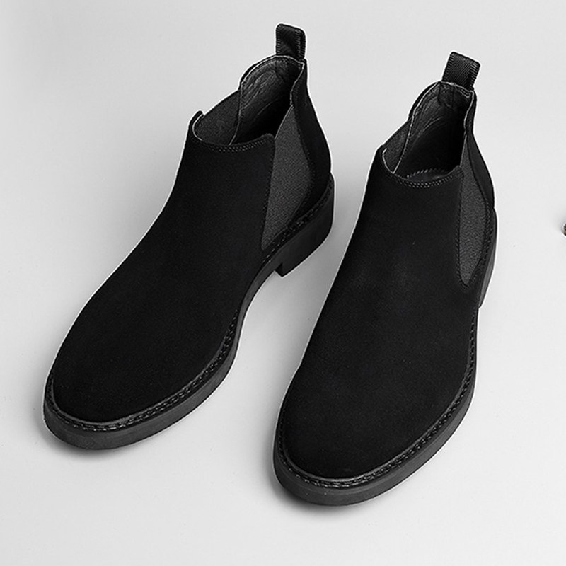 秋冬英伦切尔西靴真皮加绒中帮男马丁靴磨砂皮休闲牛仔靴短靴子潮