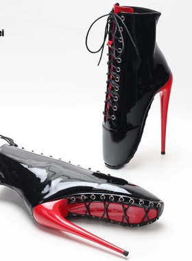 苦月亮2023年新款芭蕾短靴芭蕾18CM超高跟尖头性感高跟鞋大码