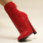 46码 16厘米粗跟超高跟圆头COS恋足大码 高跟短靴36