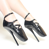 18cm细高跟漆皮单鞋 性感风交叉绑带大码 芭蕾高跟舞鞋 现货男女通用