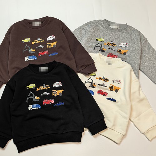 0698 90 100 110 120 130cm日单春秋毛圈棉男童汽车印花圆领卫衣