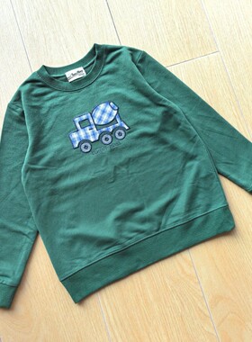 0586包邮秋款100110120130cm lpm毛圈棉 男童搅拌车 圆领长袖卫衣