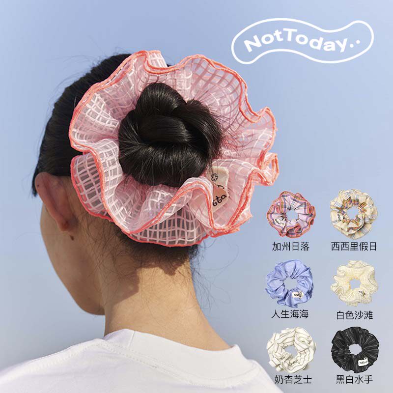 NotToday浪花卷卷发圈双层法式质感发圈条纹格纹春夏波浪线条头饰