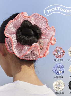 浪花卷卷法式格纹春夏发圈