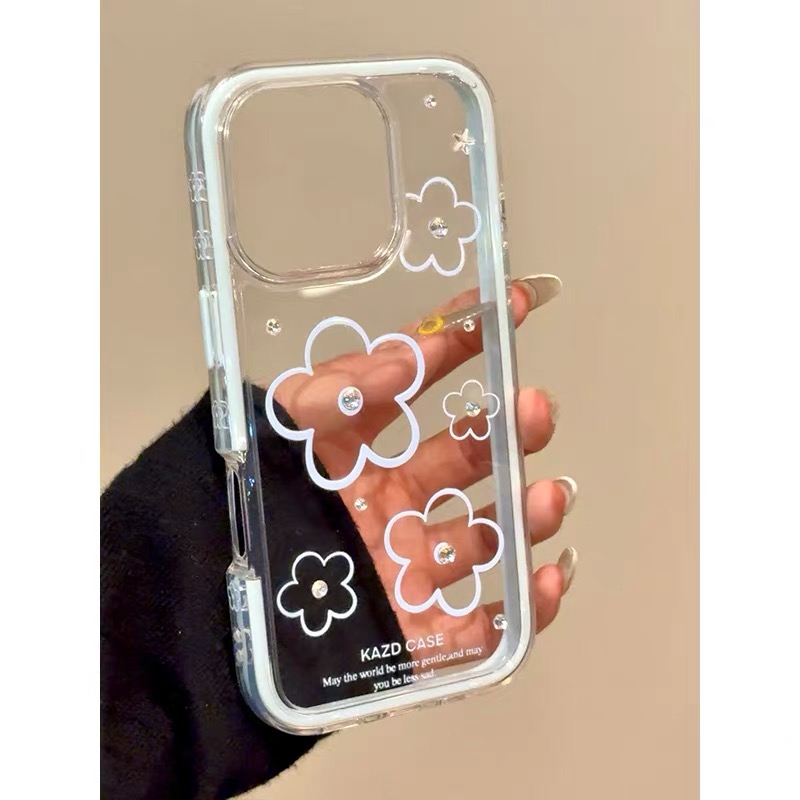 ins满屏闪钻线条小花适用iphone15promax16手机壳苹果14新款13防摔12promax女16pro马卡龙色15pro夏天小清新