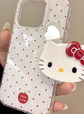 ins简约红色波点苹果凯蒂猫适用iPhone15promax苹果14手机壳13pro防摔1211可爱16promax超萌xsxr双层78plus女