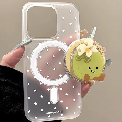 ins白色星星椰子磁吸支架适用iPhone15promax苹果14手机壳13pro防摔1211女16promax磨砂xsxr硬78plus夏日清新