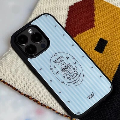 简约条纹小熊适用iPhone15promax苹果16pro手机壳13防摔141211亚克力17promax少女17pro滴胶15pro亮面保护套