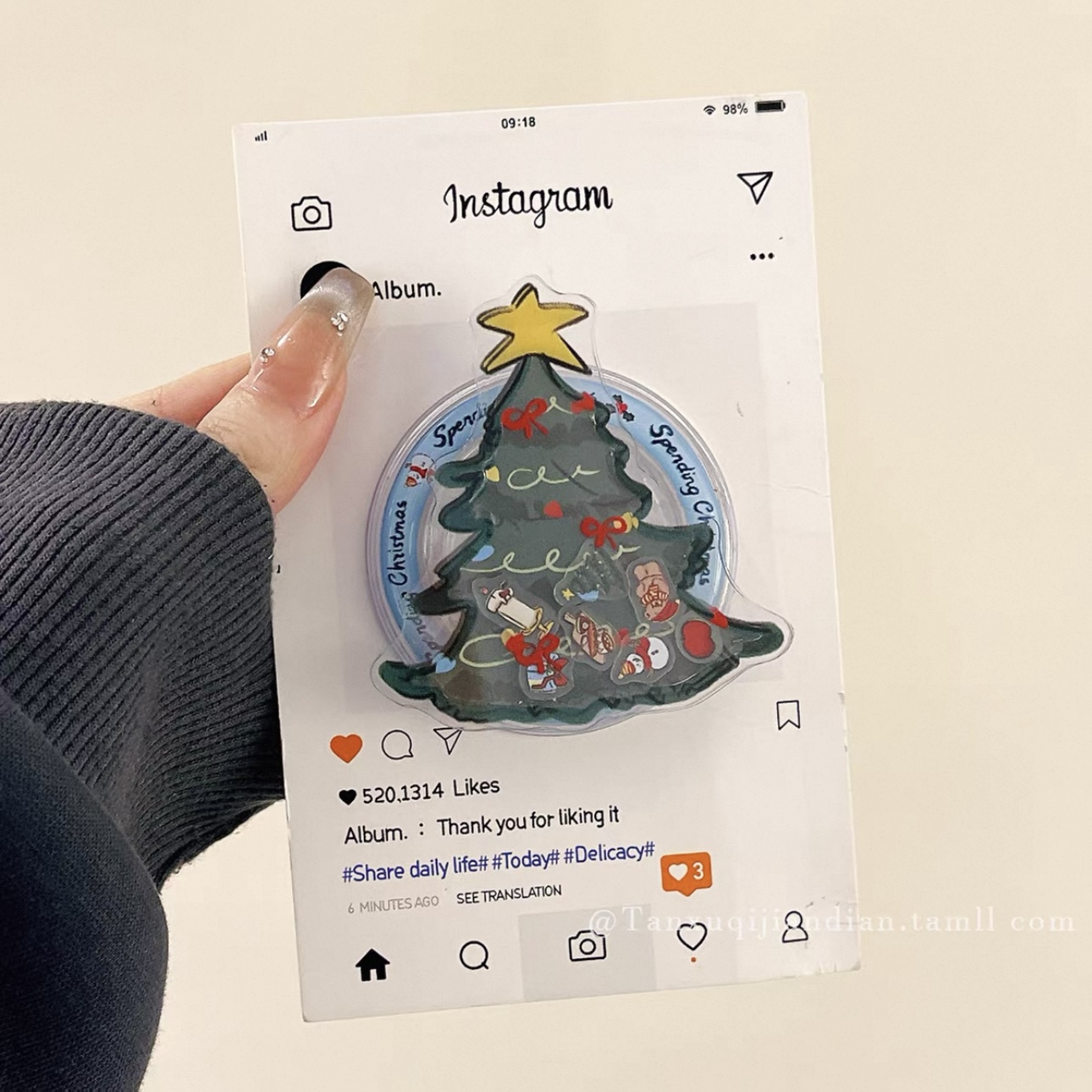 卡通圣诞摇摇乐适用Magsafe磁吸手机支架可伸缩折叠便捷强力吸附