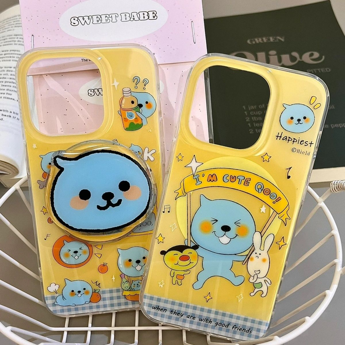 清新卡通橙子酷儿磁吸支架适用iphone15苹果14/13promax手机壳12/11硅胶xsmax/xr防摔软7/8plus女全包保护套