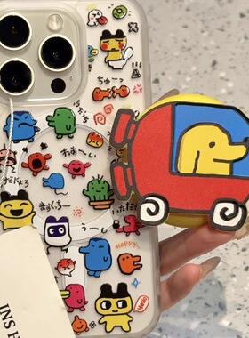卡通满屏拓麻歌子小狗车磁吸支架适用iPhone15promax苹果14手机壳13pro防摔1211女16promax磨砂xsxr硬78plus