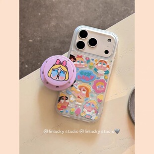 韩系ins卡通可爱哭娃磁吸支架适用iPhone17promax苹果1413手机壳15pro防摔1211女16promax磨砂xsxr硬壳78plus