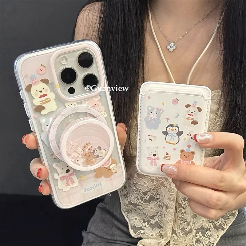 超萌粉色西高地摇摇乐磁吸支架适用iPhone15promax苹果14手机壳13pro防摔1211卡通16promax软壳xs/xr女78plus