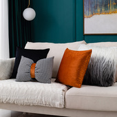 北欧轻奢橙色千鸟格客厅沙发抱枕套现代美式 简约民宿酒店靠垫套