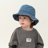 儿童渔夫帽春秋季 宝宝遮阳帽男童女童防晒太阳帽牛仔婴儿帽子薄款
