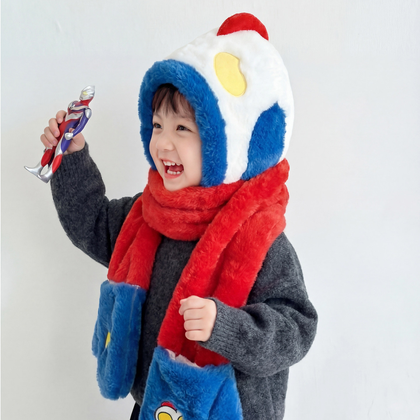 儿童帽子围巾一体帽加厚毛绒秋冬季男童帽子护耳冬天宝宝围脖防风,童装/婴儿装/亲子装,帽子,淘宝优惠券,粉丝福利购,淘宝优惠卷