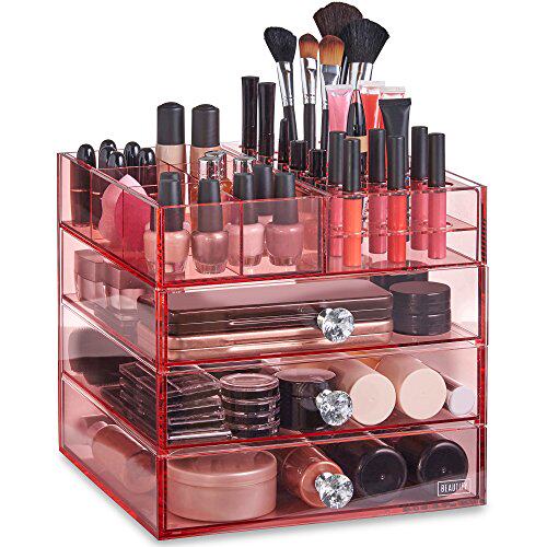 Beautify Large 4 Tier Blush Pink Acrylic Cosmetic Makeup Stoin the Carry/Warehousing/Logistics equipment, Lifting Carry equipment, Other Lifting carry equipment category - from Buy2taobao.com to provide professional Taobao agent buy service