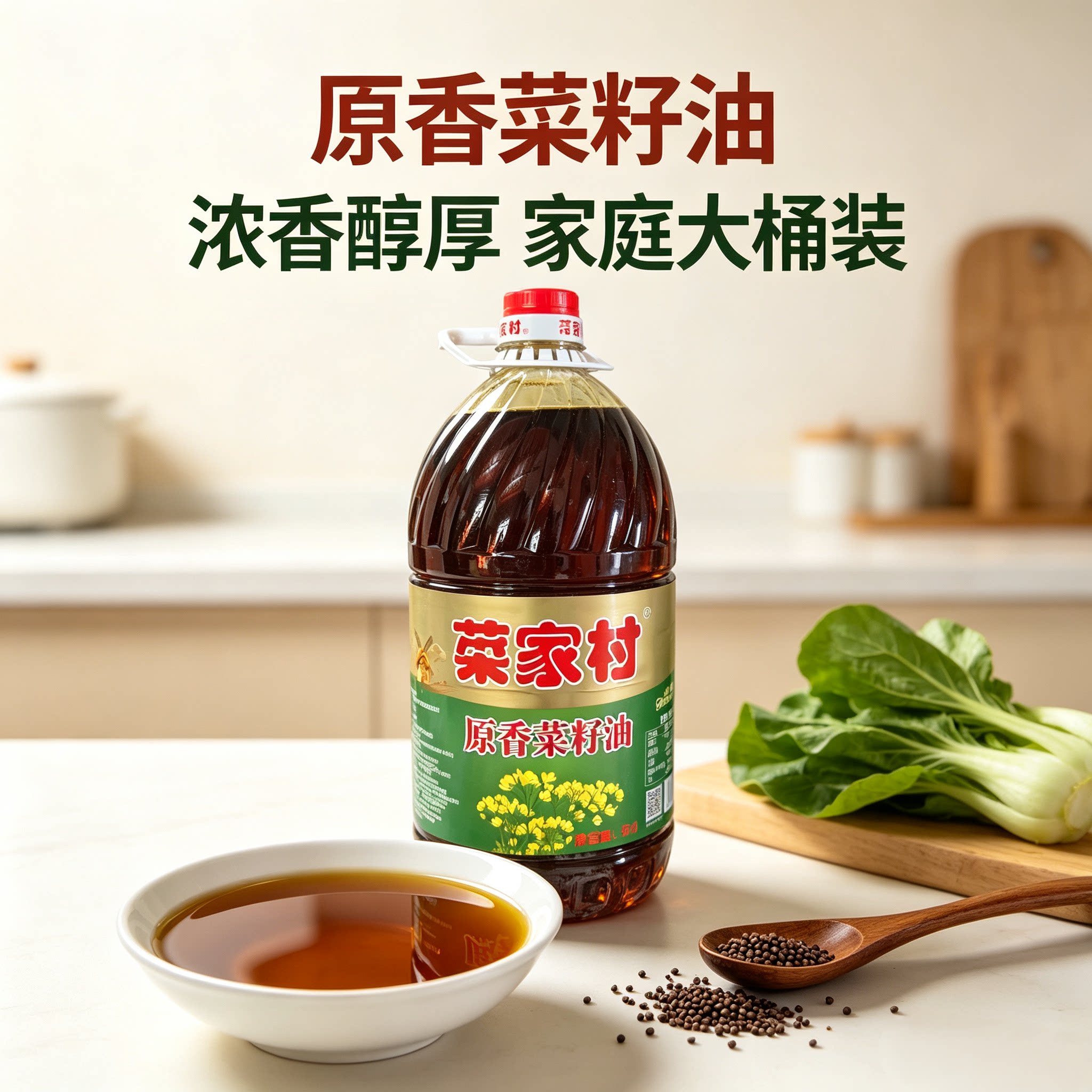 云南菜家村原香菜籽油5L转基因