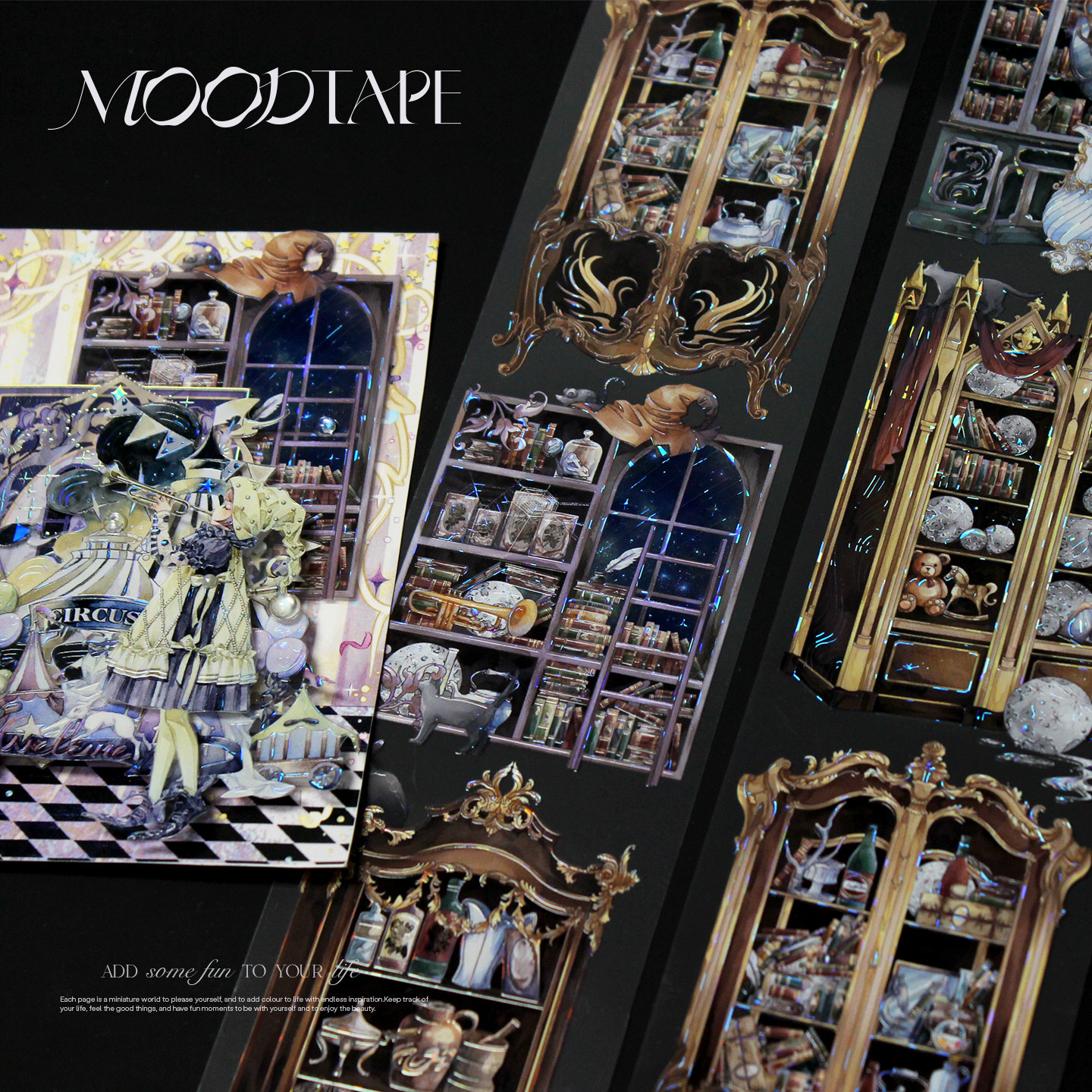 moodtape.神秘事务所原创展示柜手帐胶带分装咕卡贴纸人物pet和纸