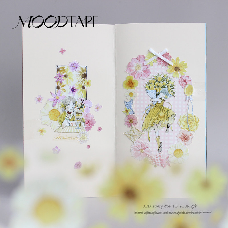 moodtape.阳光下的花朵朵 可爱原创手帐胶带咕卡贴纸和纸胶带分装